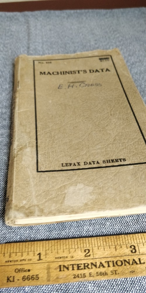 1959 Lefax Machinist Data Sheets VTG Concise and Comprehensive Data