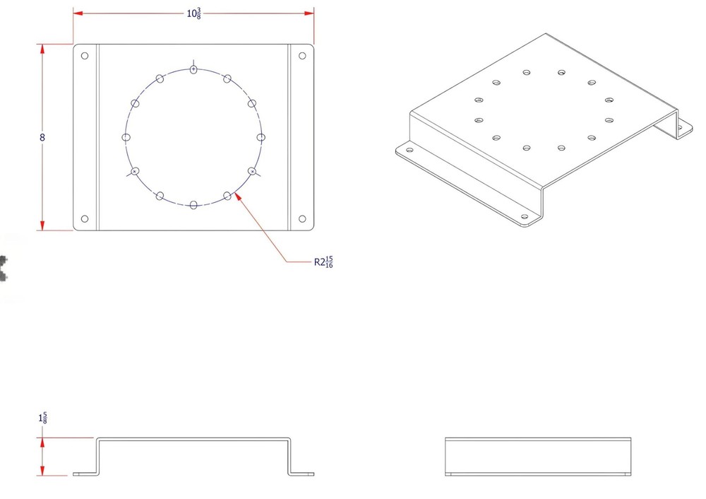 Universal Beacon Light Mounting Bracket with Low Profile Height, Satelite Style,
