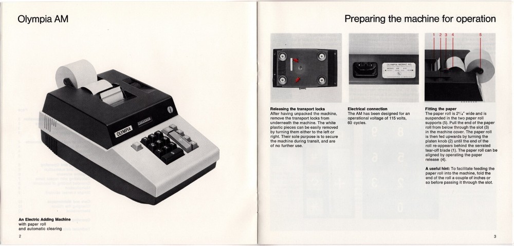 Original NOS Olympia AM Adding Machine Instruction Manual Vtg Calculator