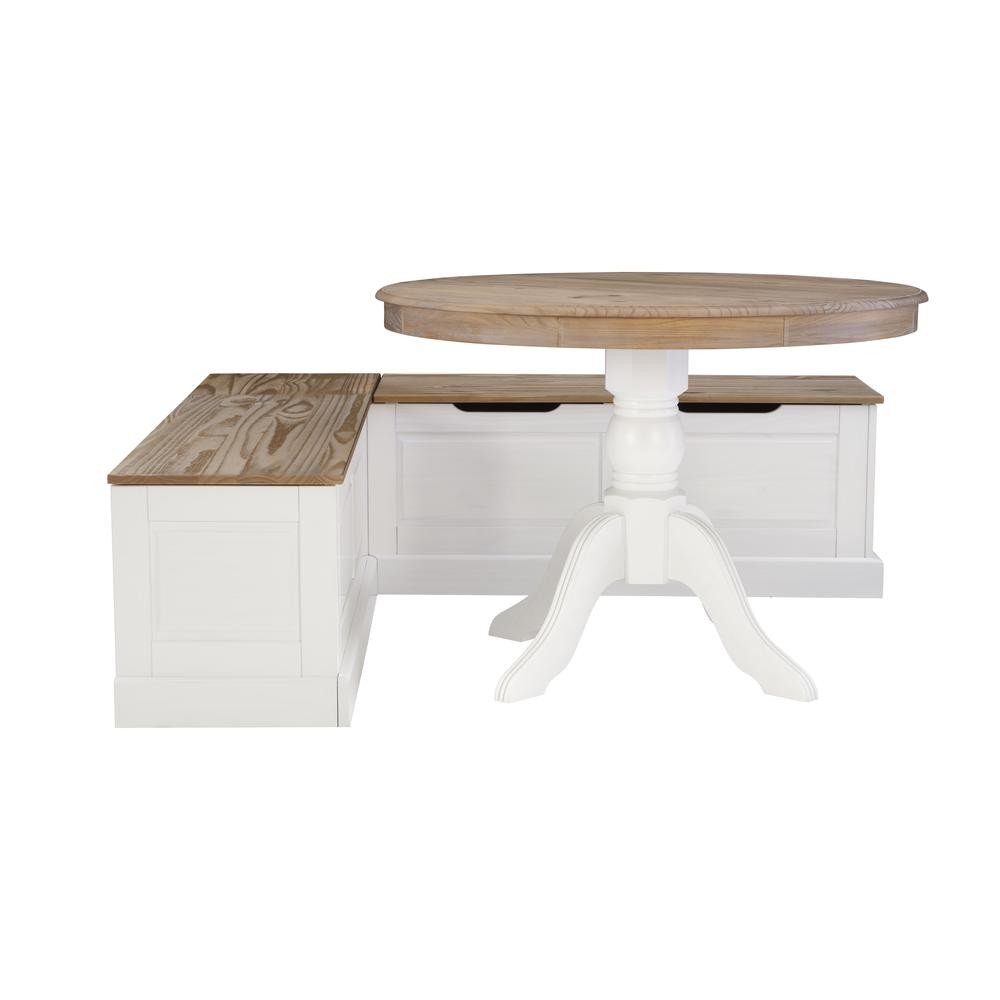 Tobin Backless Two Tone Breakfast Nook, Natural And White