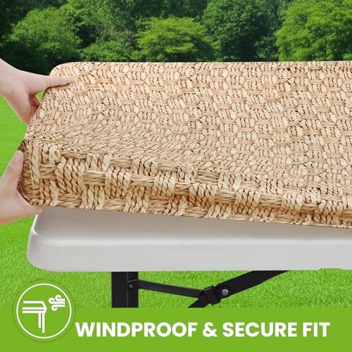 Spandex Fitted Tablecloth for 6 Foot Rectangle 72" x 30" (Rectangular) Beige
