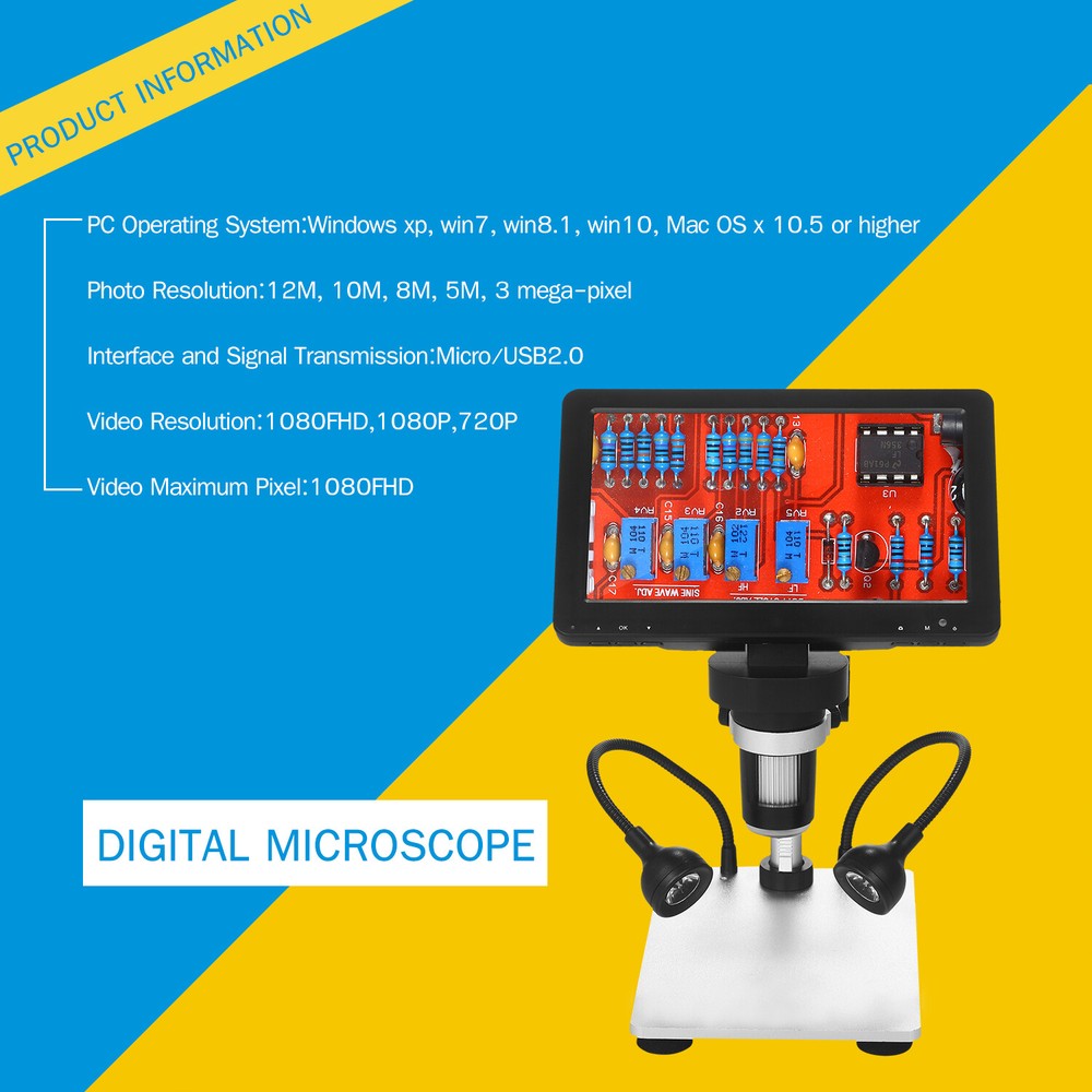 7-inch LCD Digital 1200X Microscope Rechargeable Microscope Video Camera