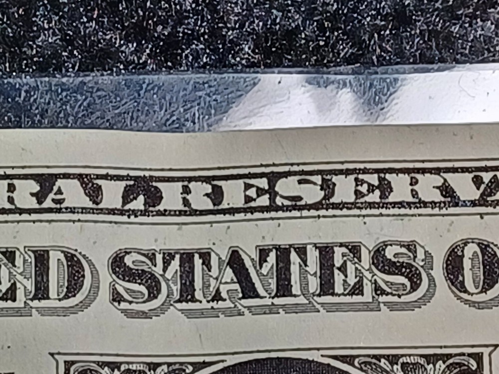 Fancy Serial # $1 Bill Solid 5 Of A Kind 9s With Obv. Ink Bleed Through Error