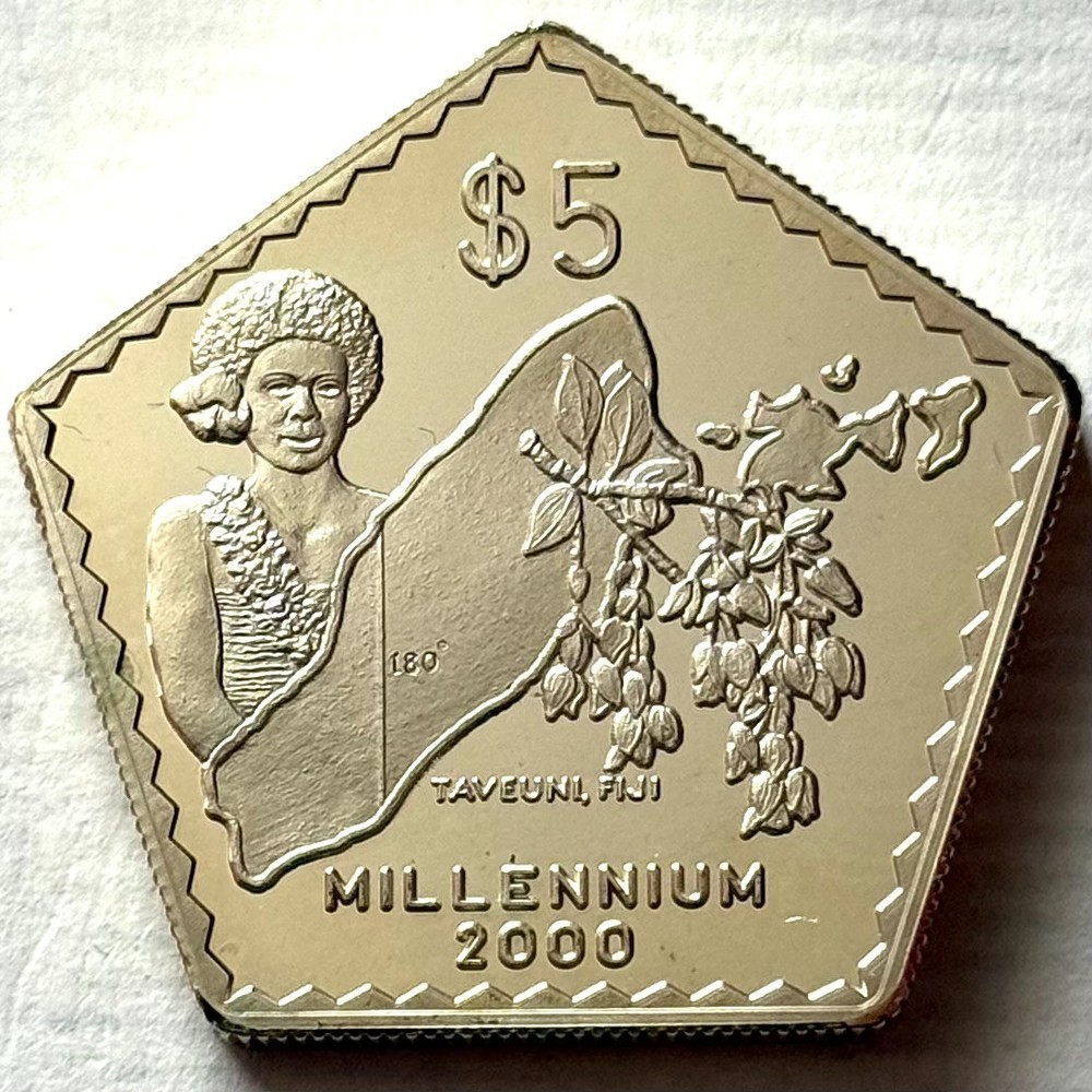 FIJI 5 DOLLARS 1999 SILVER 925 PROOF MILLENNIUM