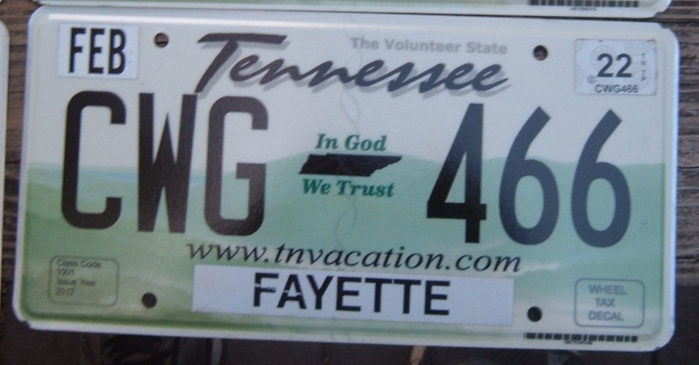 TENNESSEE 2022   License Plate Excellent condition Your choice   IN GOD WE TRUST