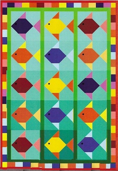 New Pieced Quilt Pattern FISH STIX 48"x69" Toadusew