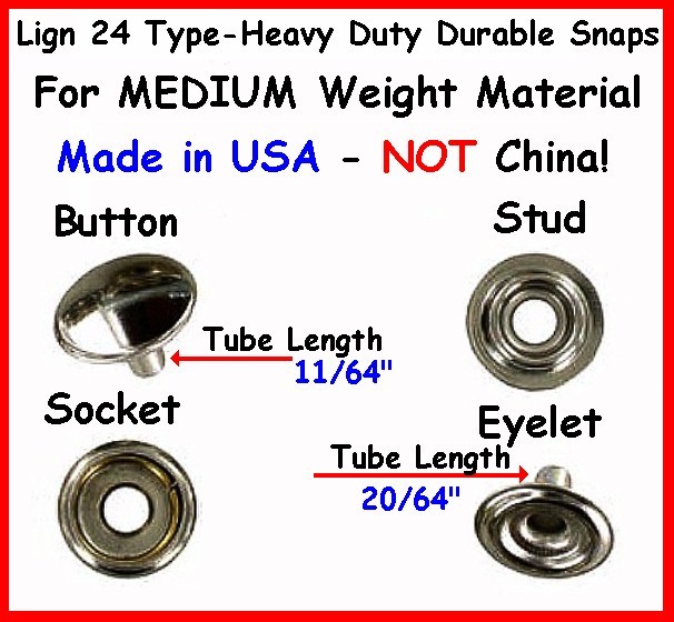 SNAP FASTNER (10 Sets) Quality! Medium Weight Nickel LEATHER & Canvas NO TOOLS
