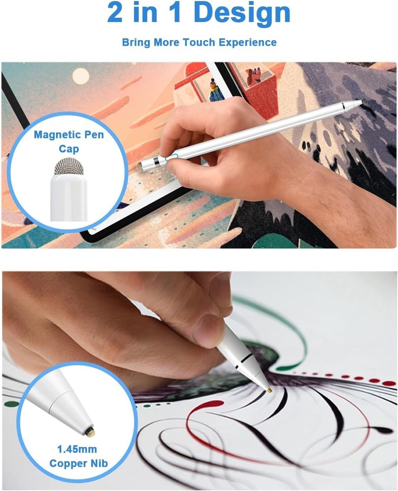 Stylus Pen for Touch Screen 1.5mm Fine Point iPhone White