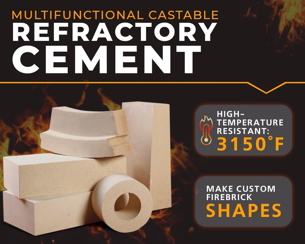 High Temperature Fireproof Refractory Cement Mix for Ovens Kilns Forge