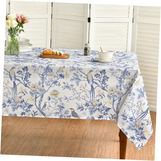 Chinoiserie Tablecloth 60x120 Inch Rectangular, 60" x 120" (Rectangular) Blue