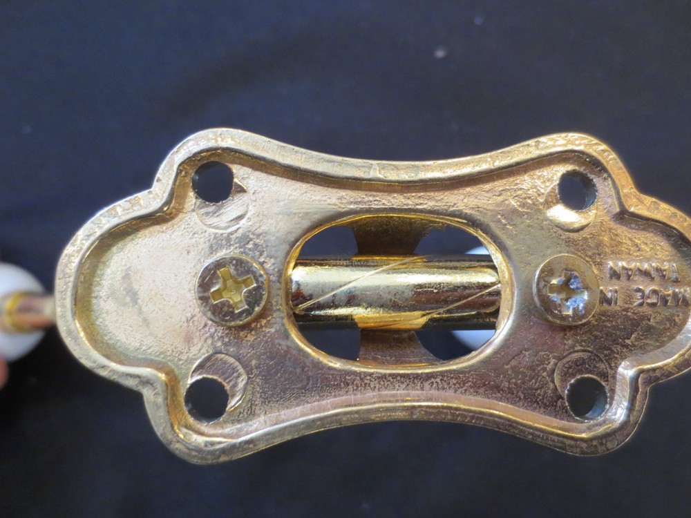 New Vintage Solid Brass 2 Hook Coat Hanger Porcelain Knobs and Screws