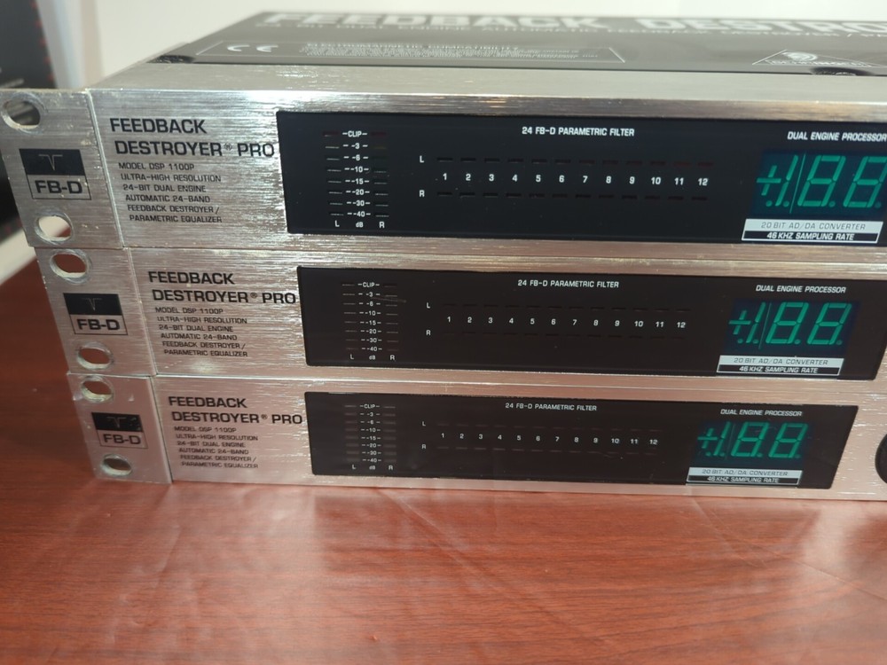 1x Behringer DSP 1100P Feedback Destroyer Pro Rack Unit.