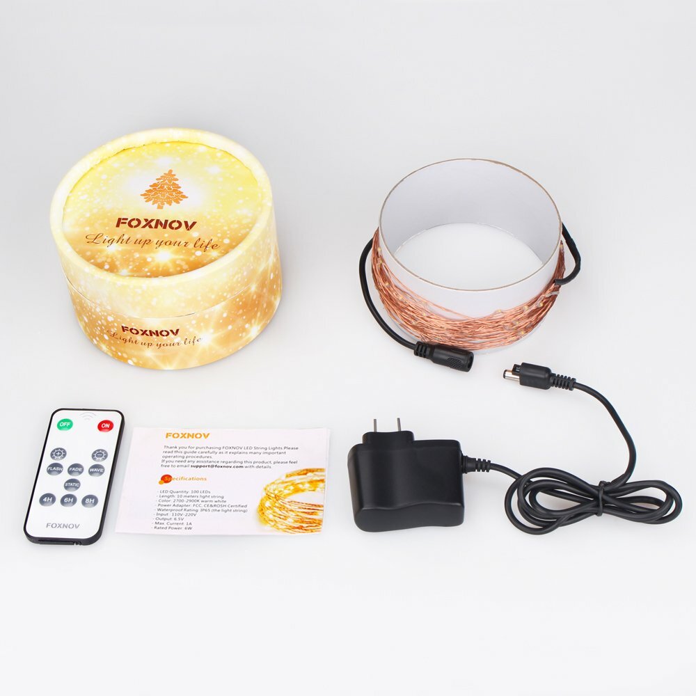 2-in-1 Remote Receiver 33ft 100 LED String Lights Christmas Lights Dimmable