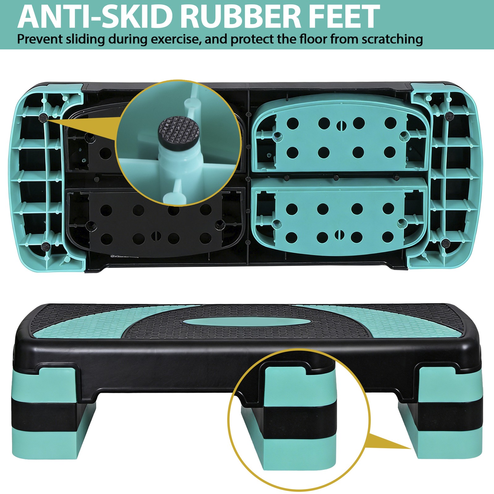 31" Aerobic Step Platform Stepper Adjust 4"-6"-8" Fitness Step Exercise w/Risers