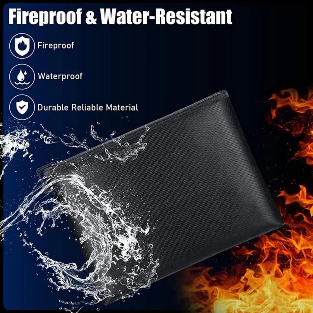 2000℉ Fireproof Document Pouch Fire Proof Money File Bag Waterproof Safe Cash