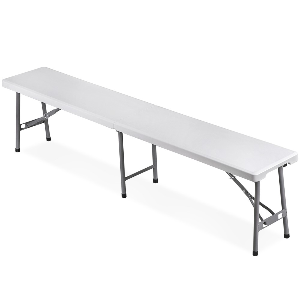 2X 6FT Plastic Foldtable Bench w/ Handles Outdoor Portable Stackable Bench Party
