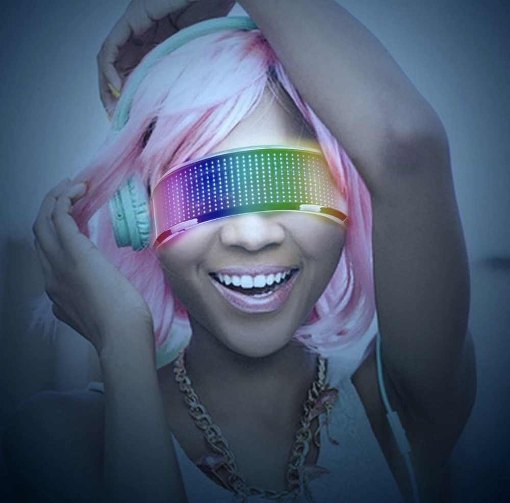 LED Customizable Bluetooth Glasses, APP Control LED Display Smart Glasses