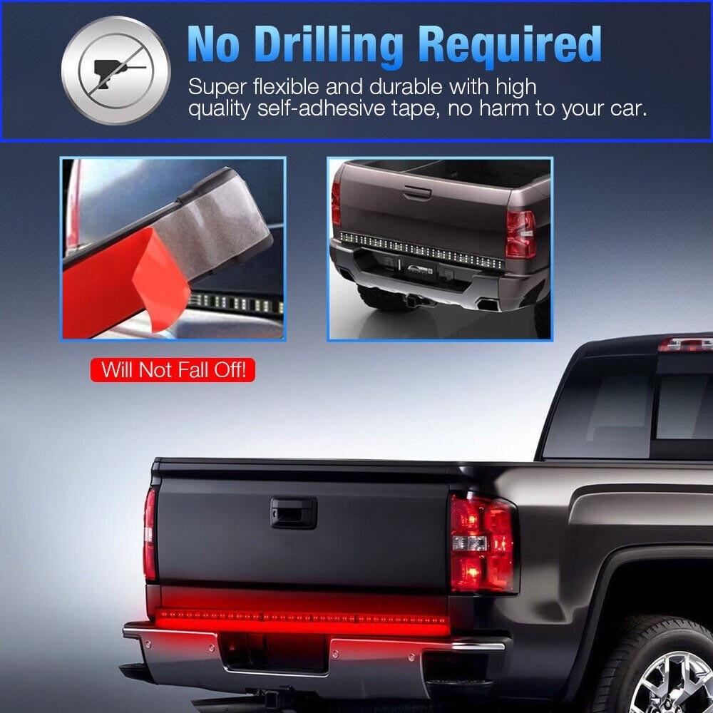 LED Tailgate Light Bar 60" Triple Row 5-Function Strip Universal for Pickup SUV