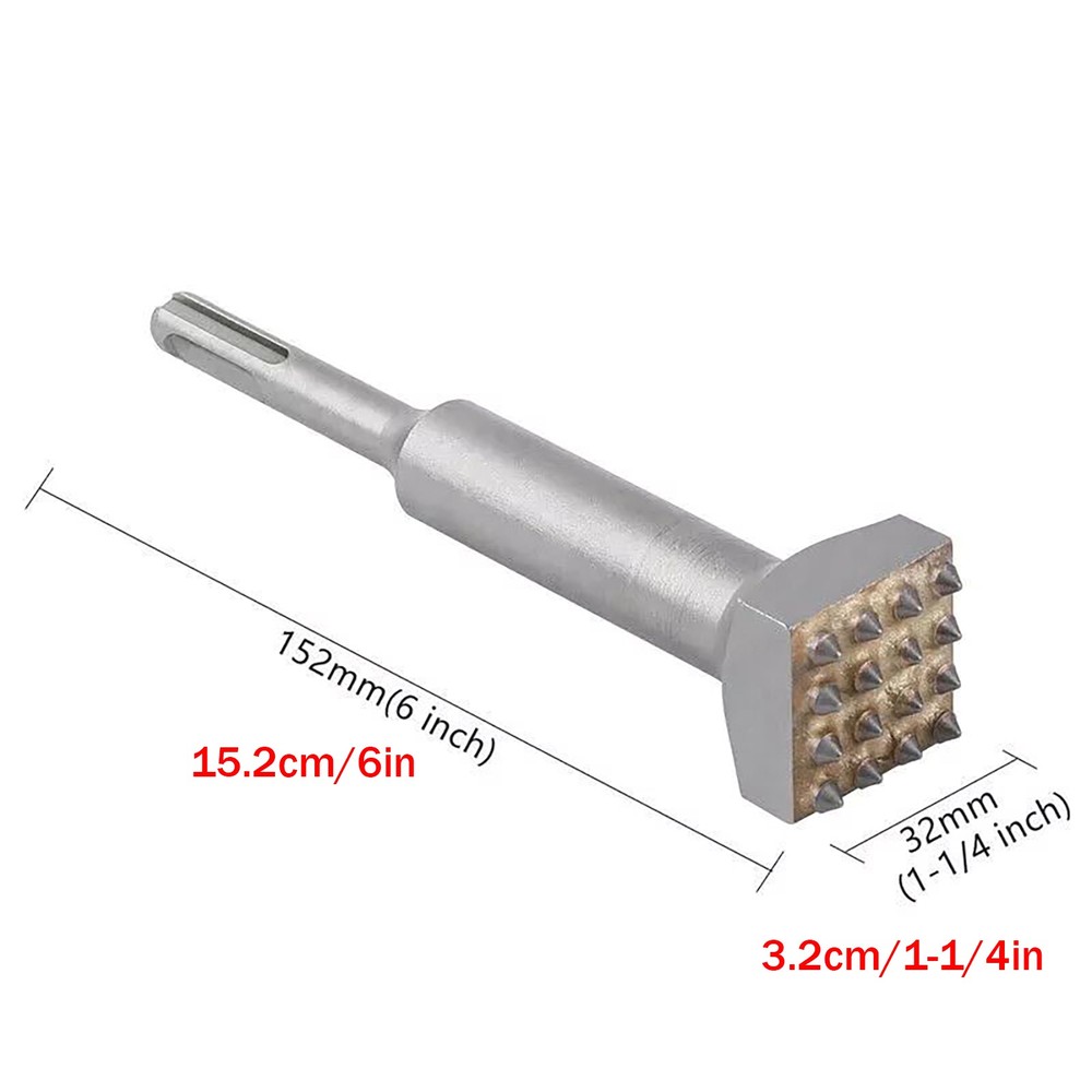 SDS PLUS Carbide Tipped 16-Teeth Bush Hammer Chisel Bit Tool For Concrete Stone