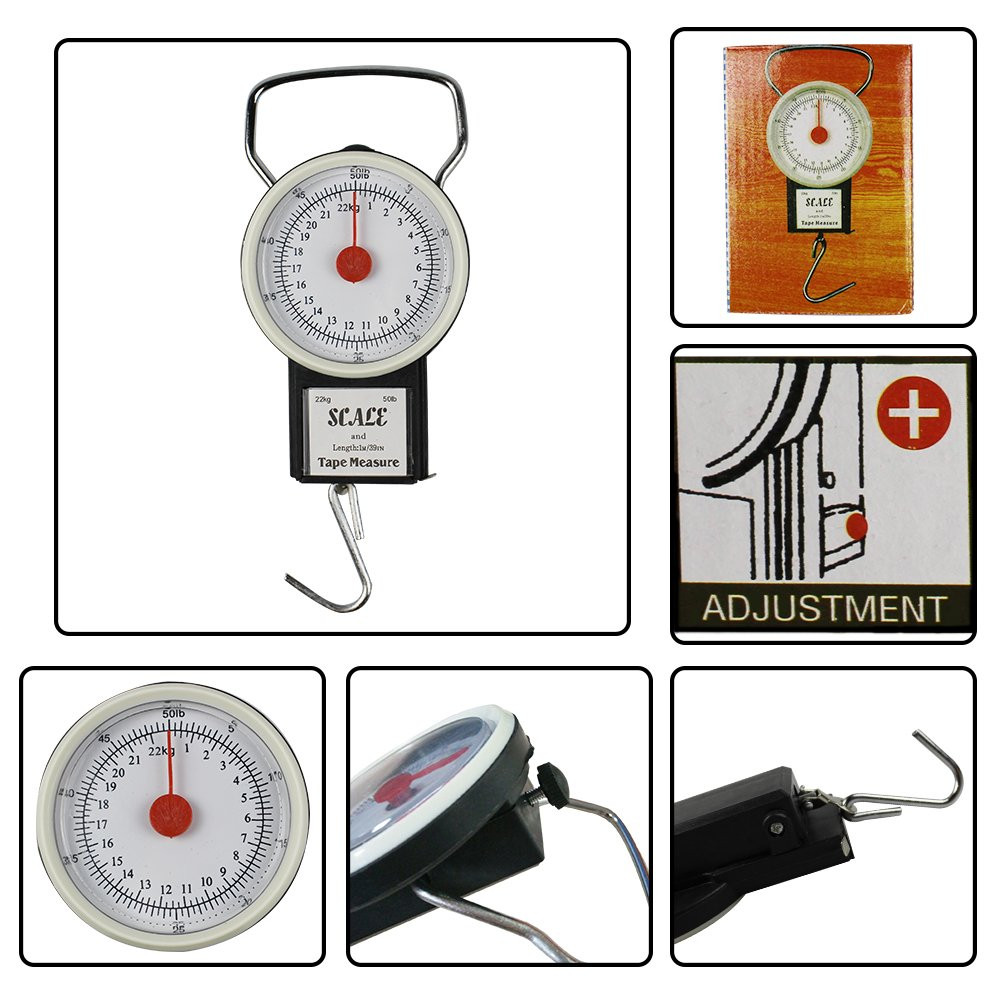 Mechanical Hanging Scale Multi-Purpose Portable Spring Dial Weight Scale with Ta
