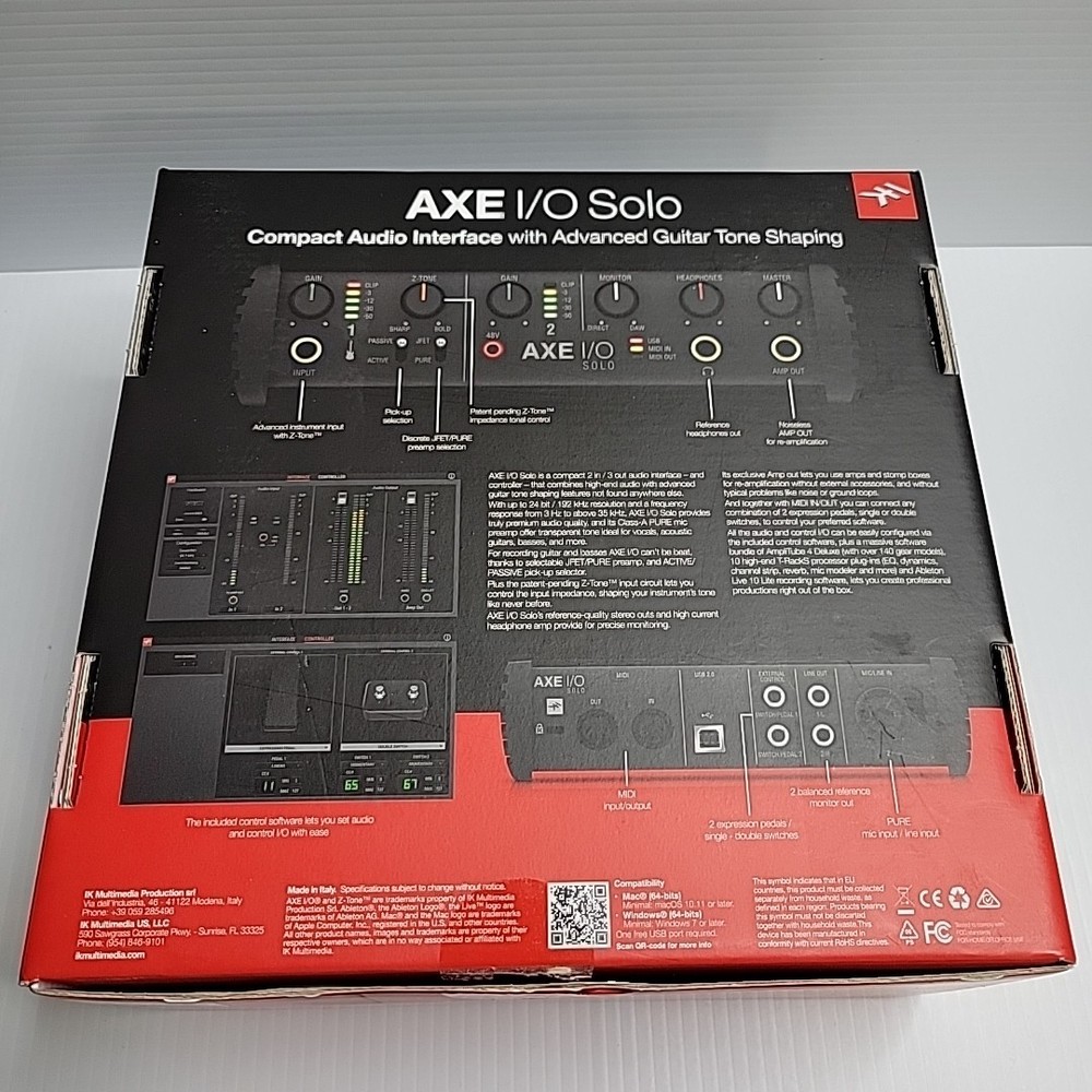 IK Multimedia AXE I/O SOLO Premium USB Guitar Audio/MIDI Interface