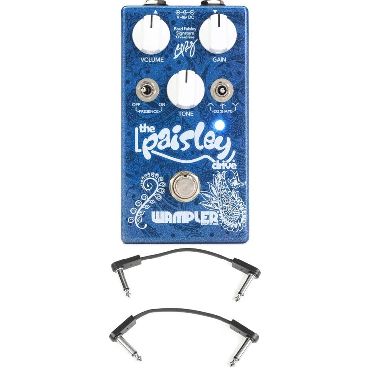 Wampler Paisley Drive Overdrive Pedal with EBS Patch Cables