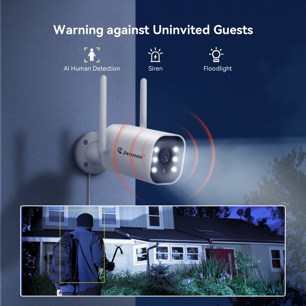 5MP Wireless CCTV Home Security Camera System Auto Cascading NVR AI Detection