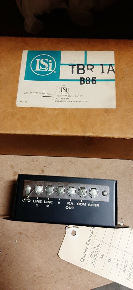 Bogen TBR-1A Amplifier Paging Relay