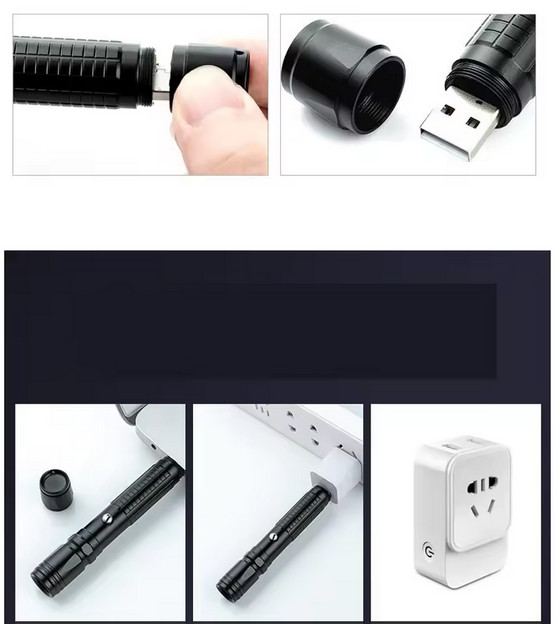 USB Rechargeable Presentation Laser Pointer Green Visible Light Beam Silver Body