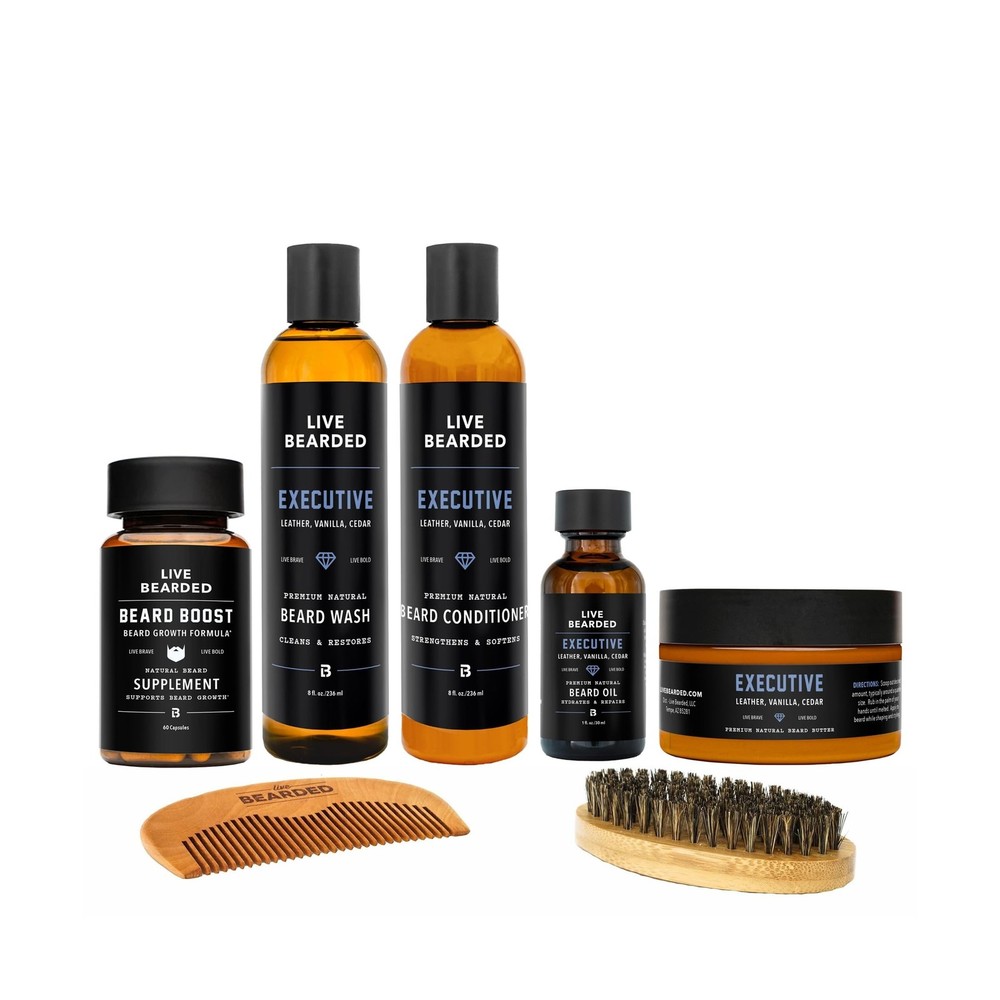 Live Bearded Total Beardsman Kit - Complete Beard Growth Kit for Men - Beard ...