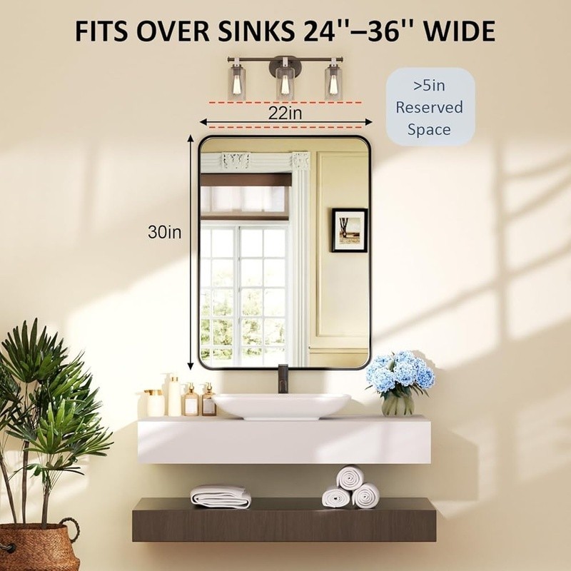 Rectangular Flat Frame Mirror Anti-Oxidation Coating Versatile Wall Mount Decor