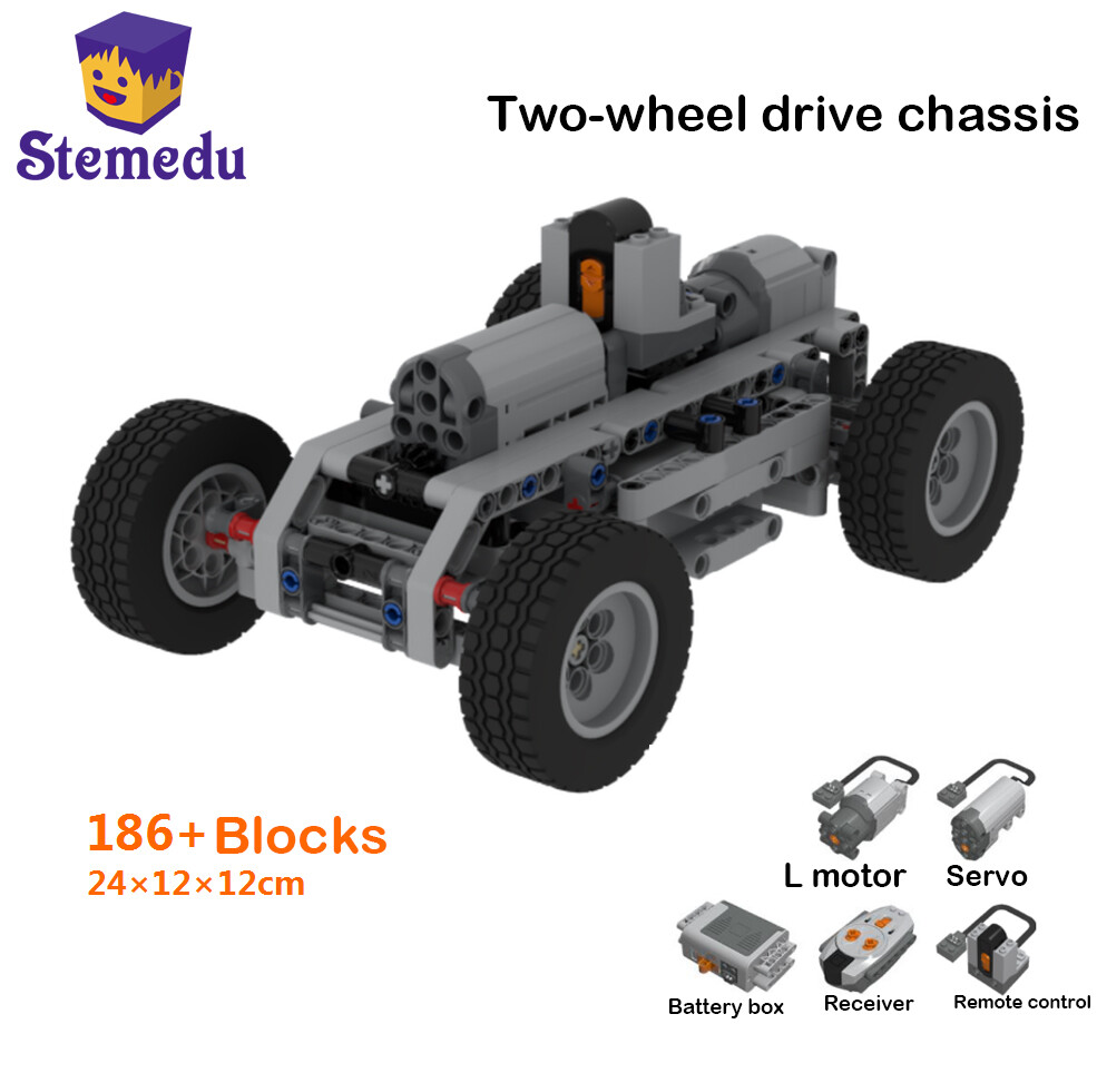 Variable Speed Car Chassis Mechanical Puzzle MOC Electric Remote Control Model