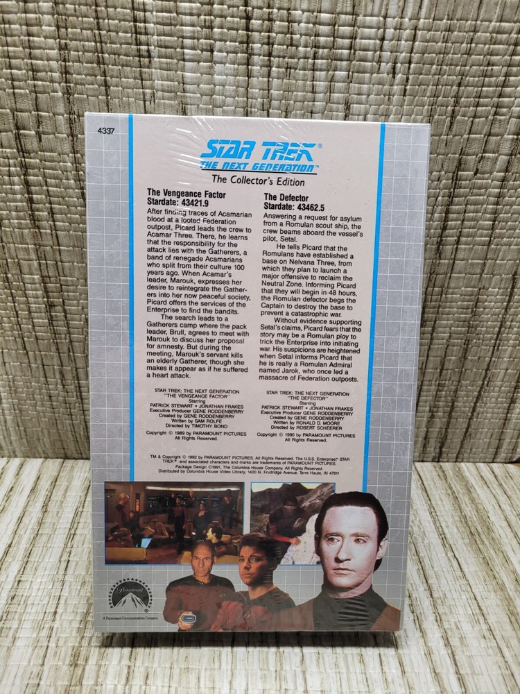VHS Star Trek The Next Generation THE VENGEANCE FACTOR/THE DEFECTOR