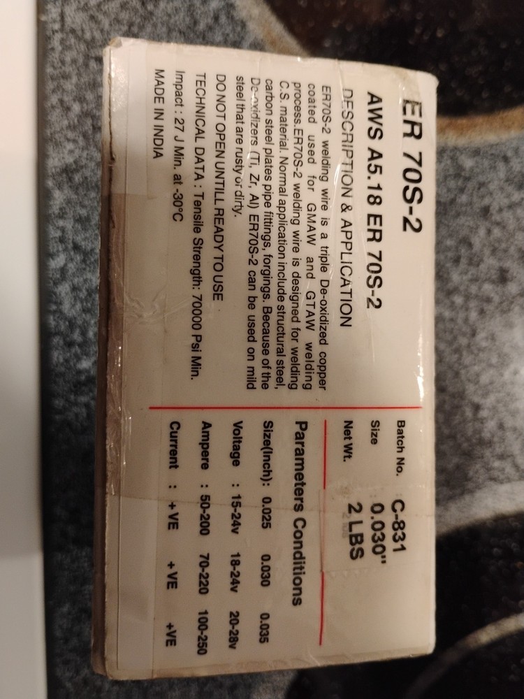 ER70S-2 Welding Wire Size 0.030" Batch#C-831 2lbs