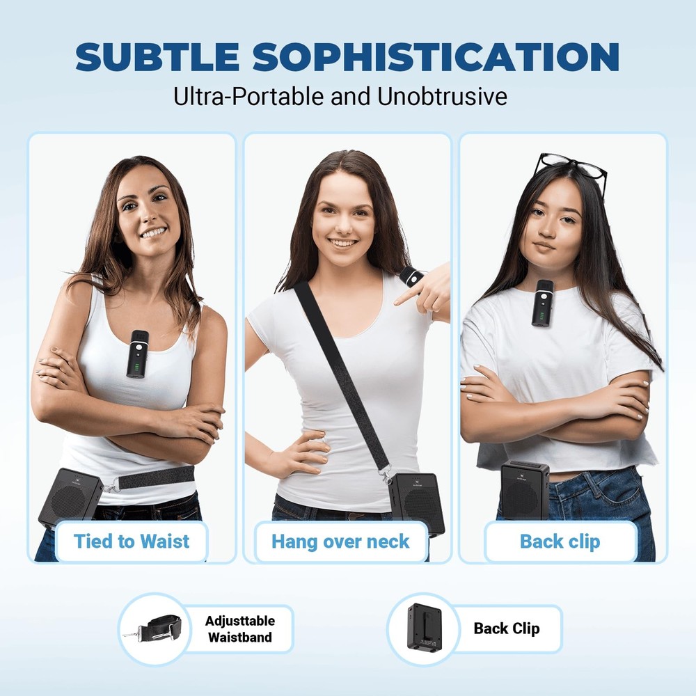 Wireless Voice Amplifier with Bluetooth Lavalier Microphone, Professional Noi...