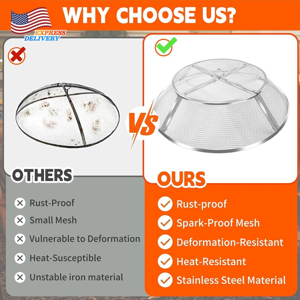 27" Yukon Shield Mesh Fire Pit Spark Protector w/Grill Function & Removal Tools