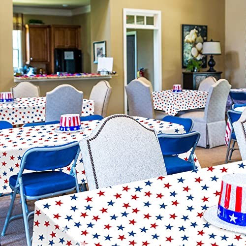 3 Packs Patriotic Plastic Tablecloth Rectangular Disposable Stars Table