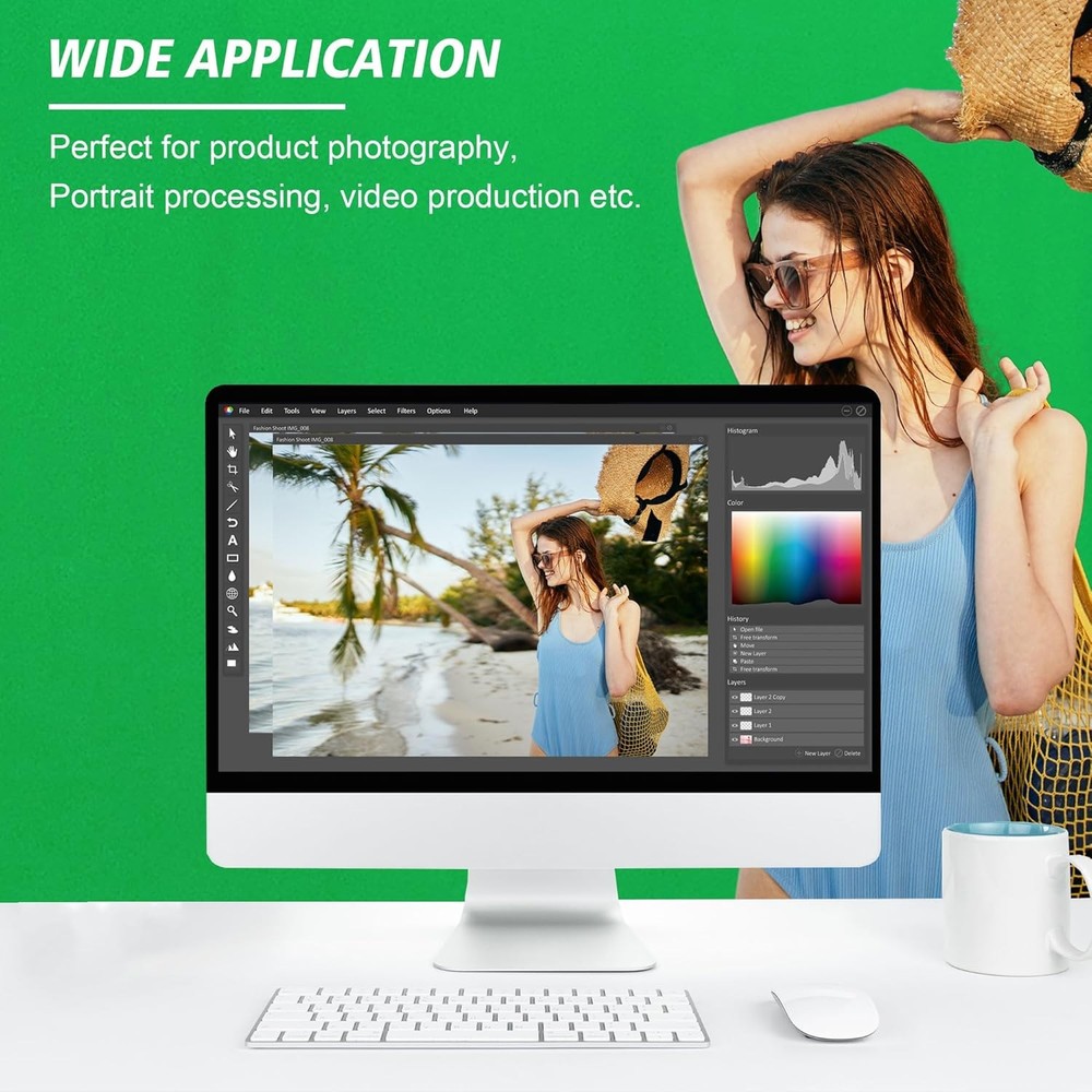 6 x 9 FT Green Screen Backdrop - Polyester Fabric for Video Streaming