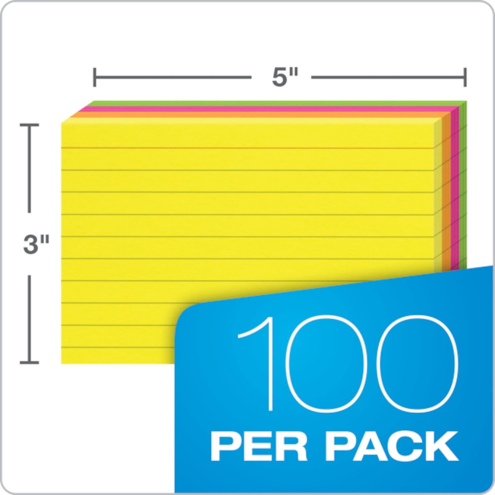 Ruled Index Cards 3x5, Neon Assorted, 300 Sheets, Study Notes