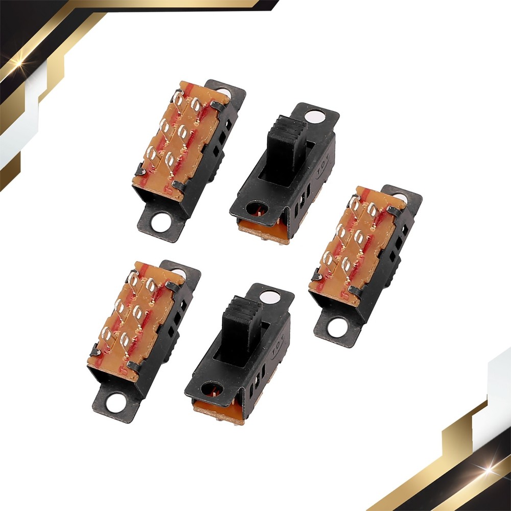 5Pcs 3 Positions 6P DPDT Micro Miniature PCB Slide Switch Latching Toggle Switch