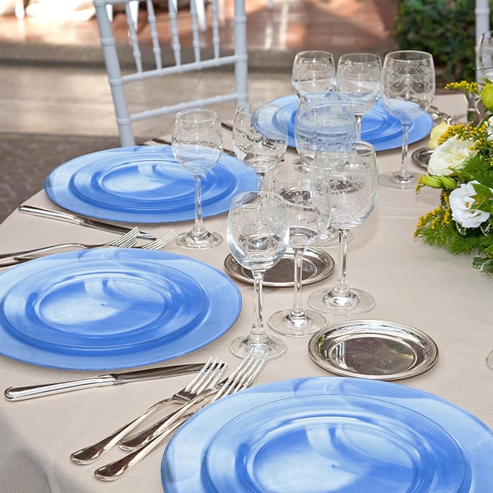 Blue Plastic Plates with Blue Plastic Sierware Heavy Duty, Disposable