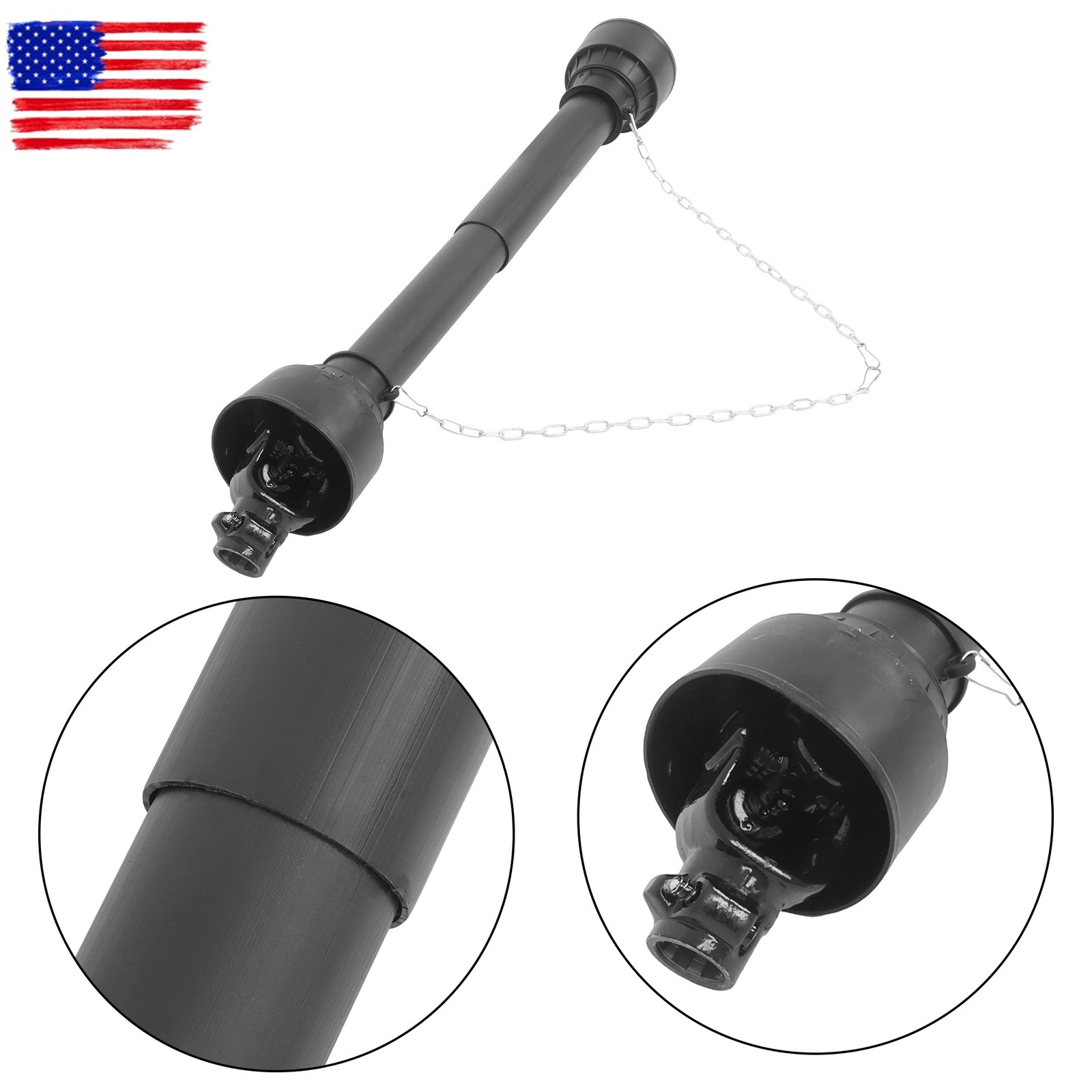 PTO Shaft PTO Driveshaft for Tractor 1-3/8" Spline/Round Ends 30-39" Black