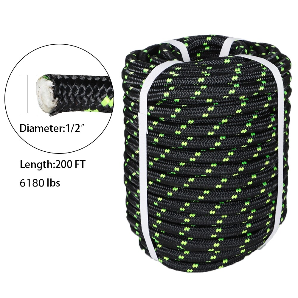Breaking Strength 6180lbs 1/2" x 200' Double Braid Polyester Rope Rigging Rope