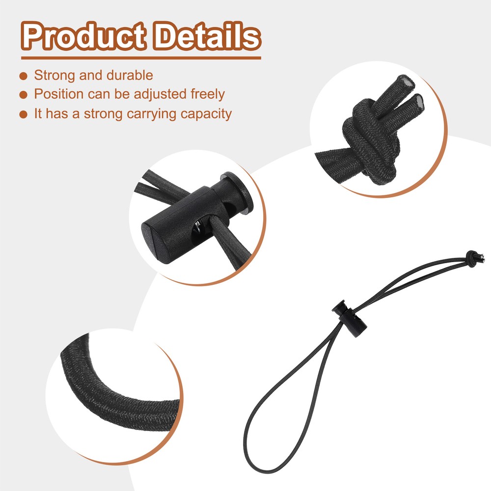 10pcs Elastic Cable Tie 5.9" 9.84" Multipurpose Cable Tie, Black