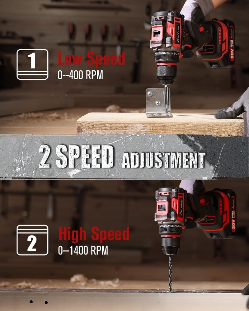 High-Torque 355 In-Lbs Brushless Drill with 2-variable Speeds & Accessories
