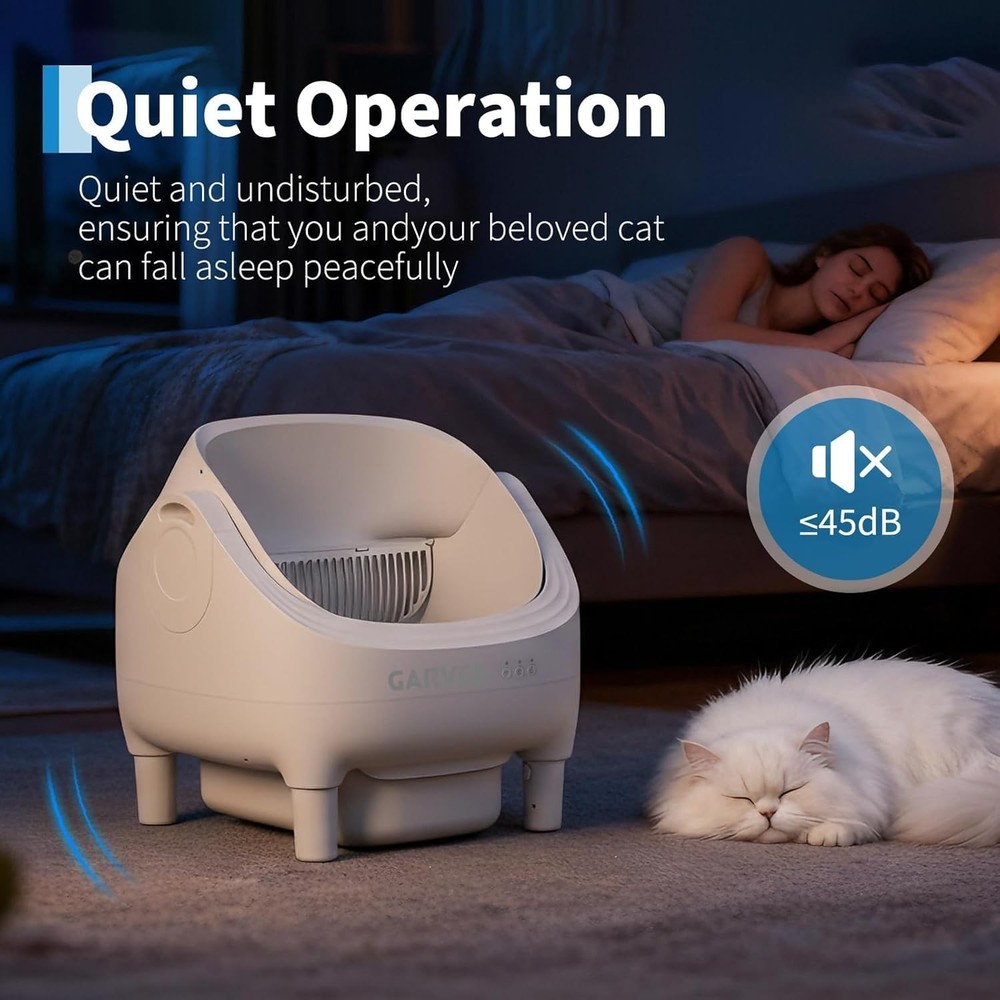 Automatic Self-Cleaning Cat Litter Box, App Control, Open Top, Odor Control