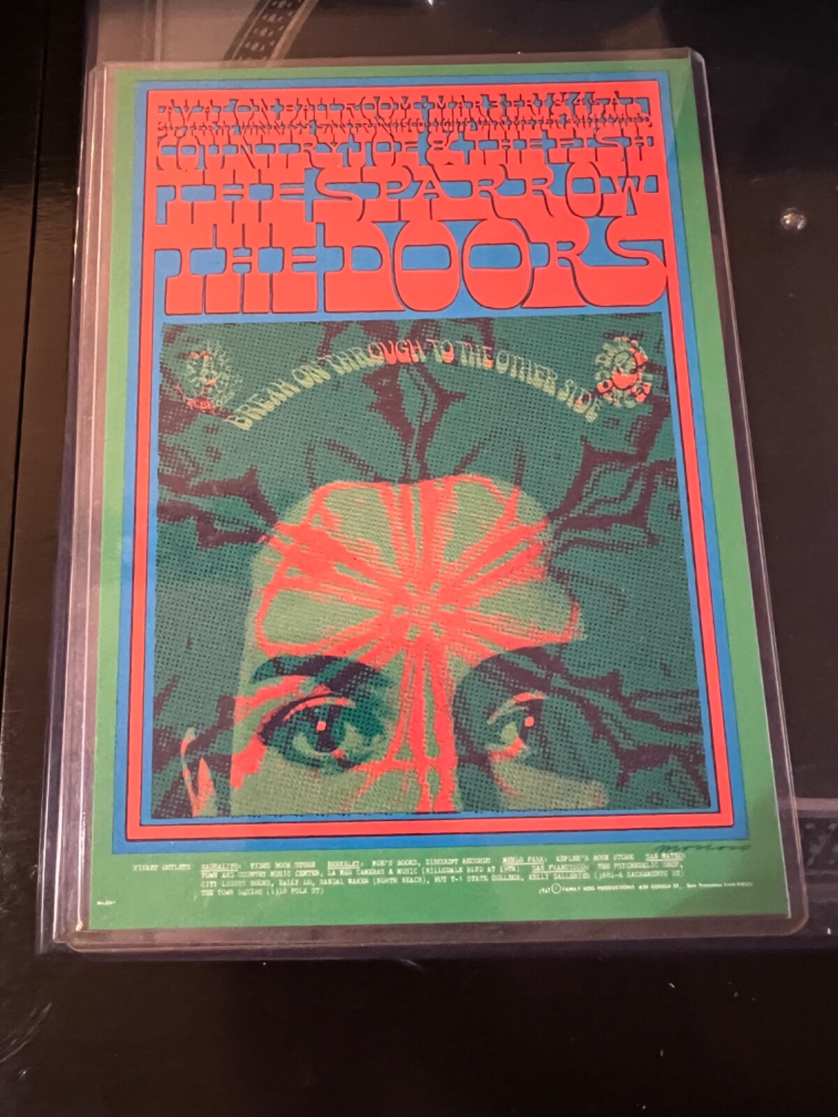 The Doors Sparrow 1967 FD50 Postcard Victor Moscoso Avalon Ballroom