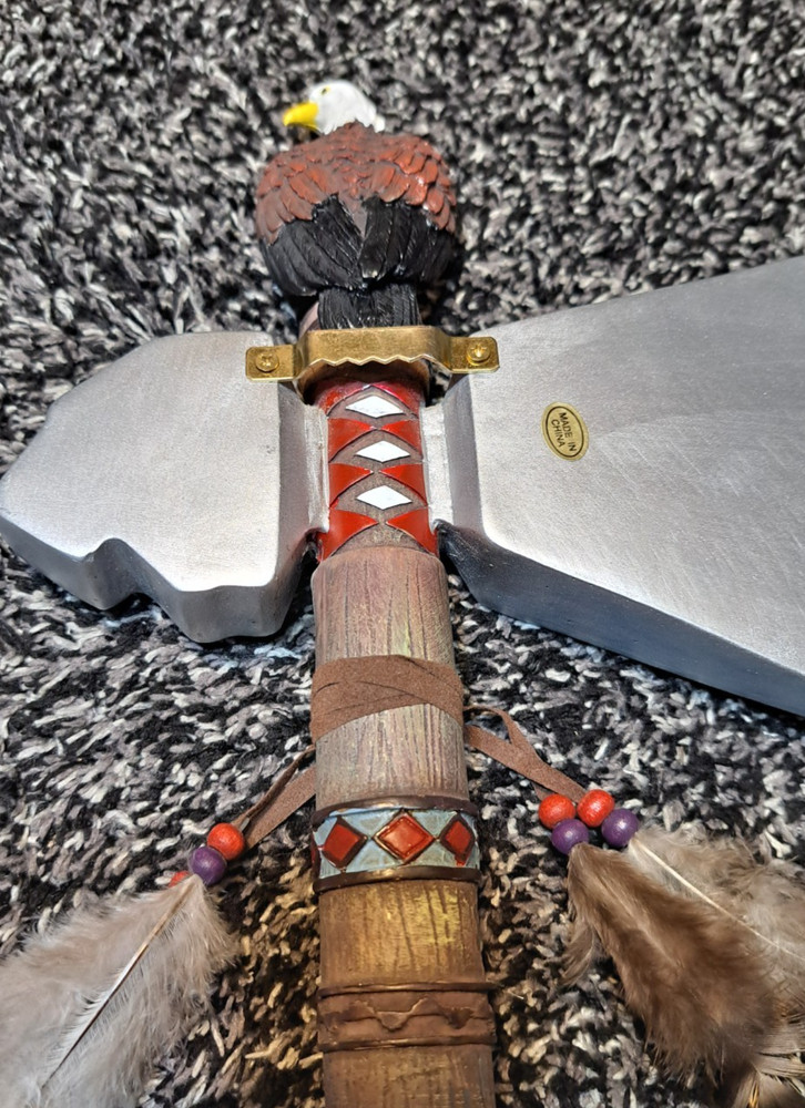 Native American Ceramic Tomahawk - Indian Eagle Decorative Wall Hanging, 15"