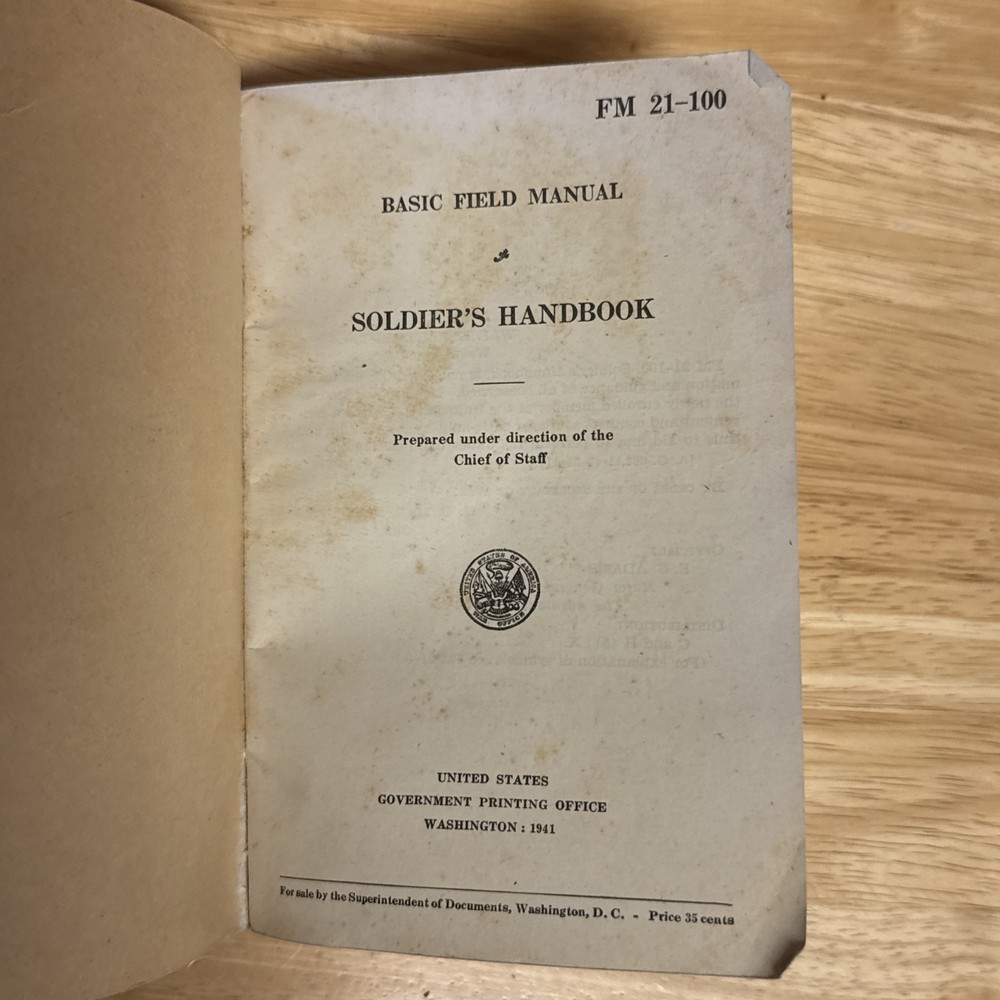 WW2 War Department Basic Field Manual Soldiers Handbook July 23 1941