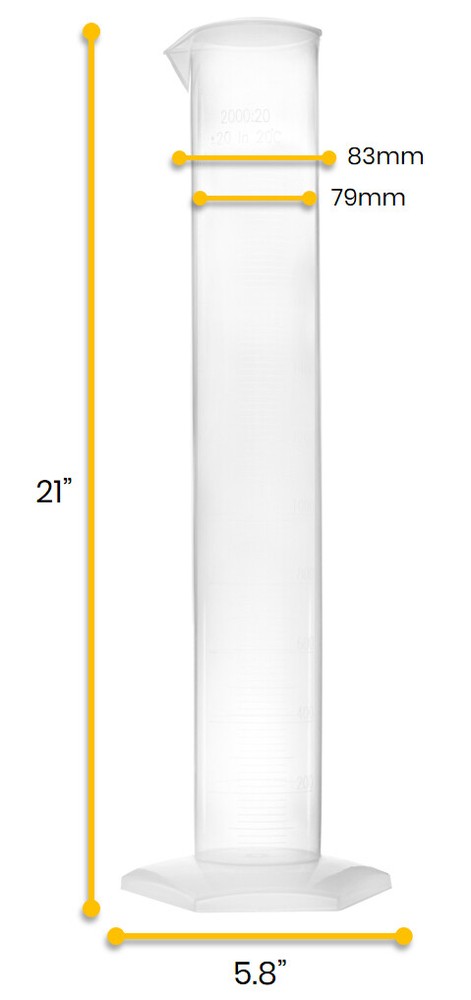Eisco Labs 2000ml Measuring Cylinder, Class B - Polypropylene